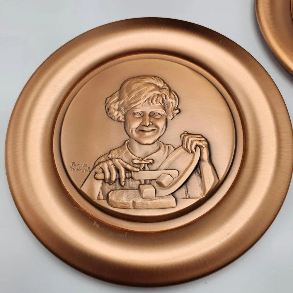 Norman Rockwell Memory Album‎ and Buttergirl Collector Plate Set Copper